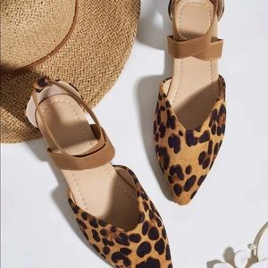 Shein Leopard Cross Strap Flats